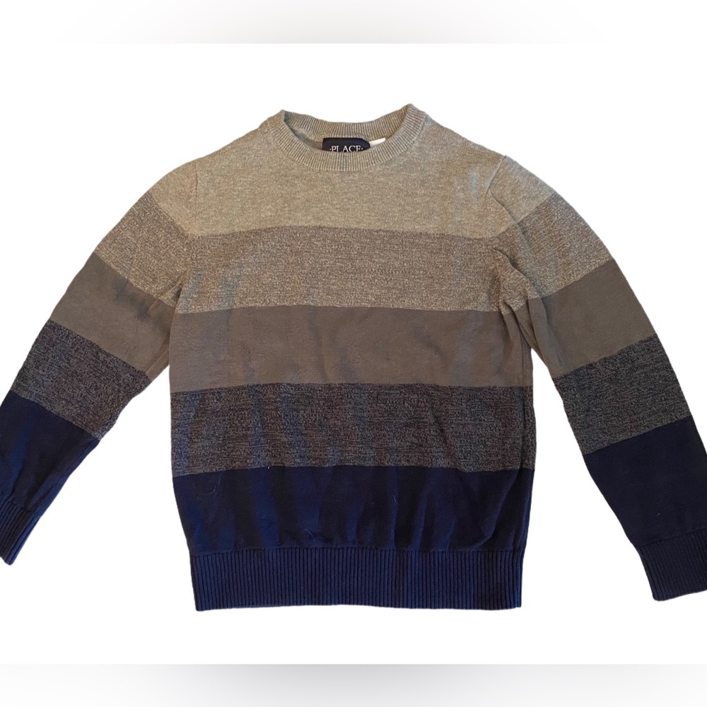 Place Kids' Striped Sweater in Blue and Gray Size 5/6